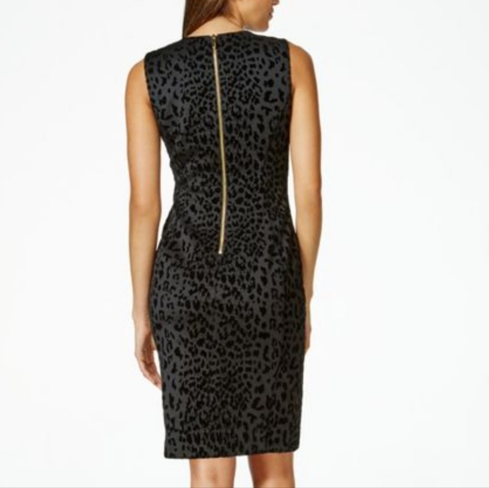 Calvin Klein Leopard Print Sheath Dress Size 6 - Picture 2 of 5